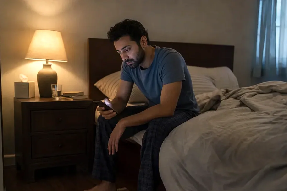A person at a sunlit desk placing a phone face down and opening a notebook to one simple task.