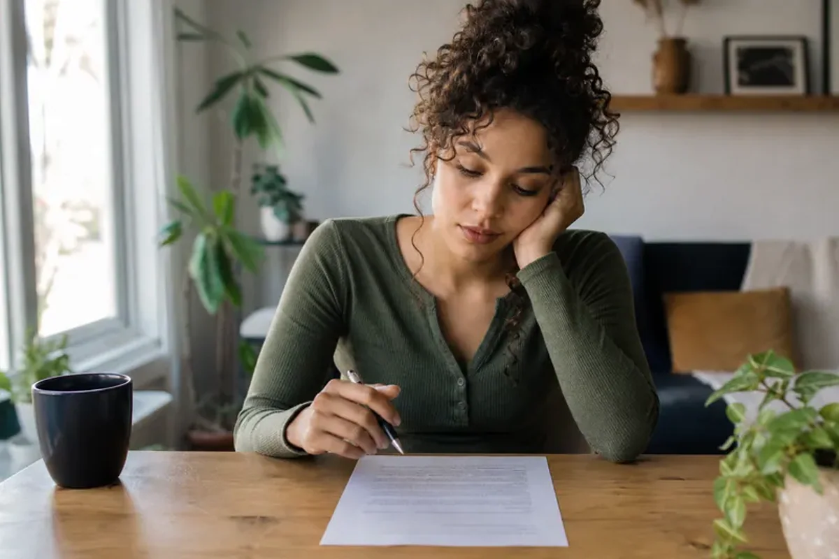 A person at a sunlit desk placing a phone face down and opening a notebook to one simple task.