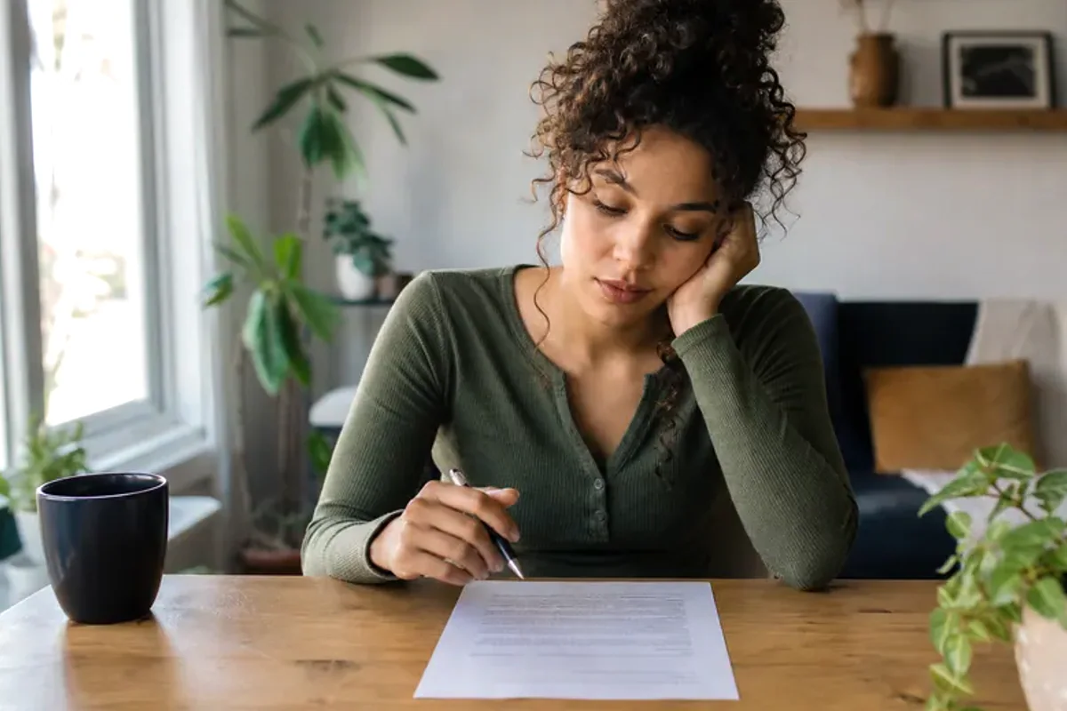 A person at a sunlit desk placing a phone face down and opening a notebook to one simple task.