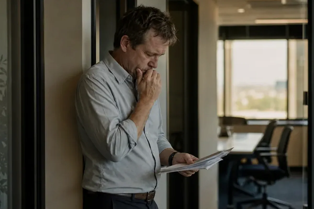 A person at a sunlit desk placing a phone face down and opening a notebook to one simple task.
