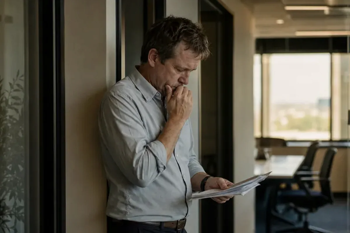 A person at a sunlit desk placing a phone face down and opening a notebook to one simple task.