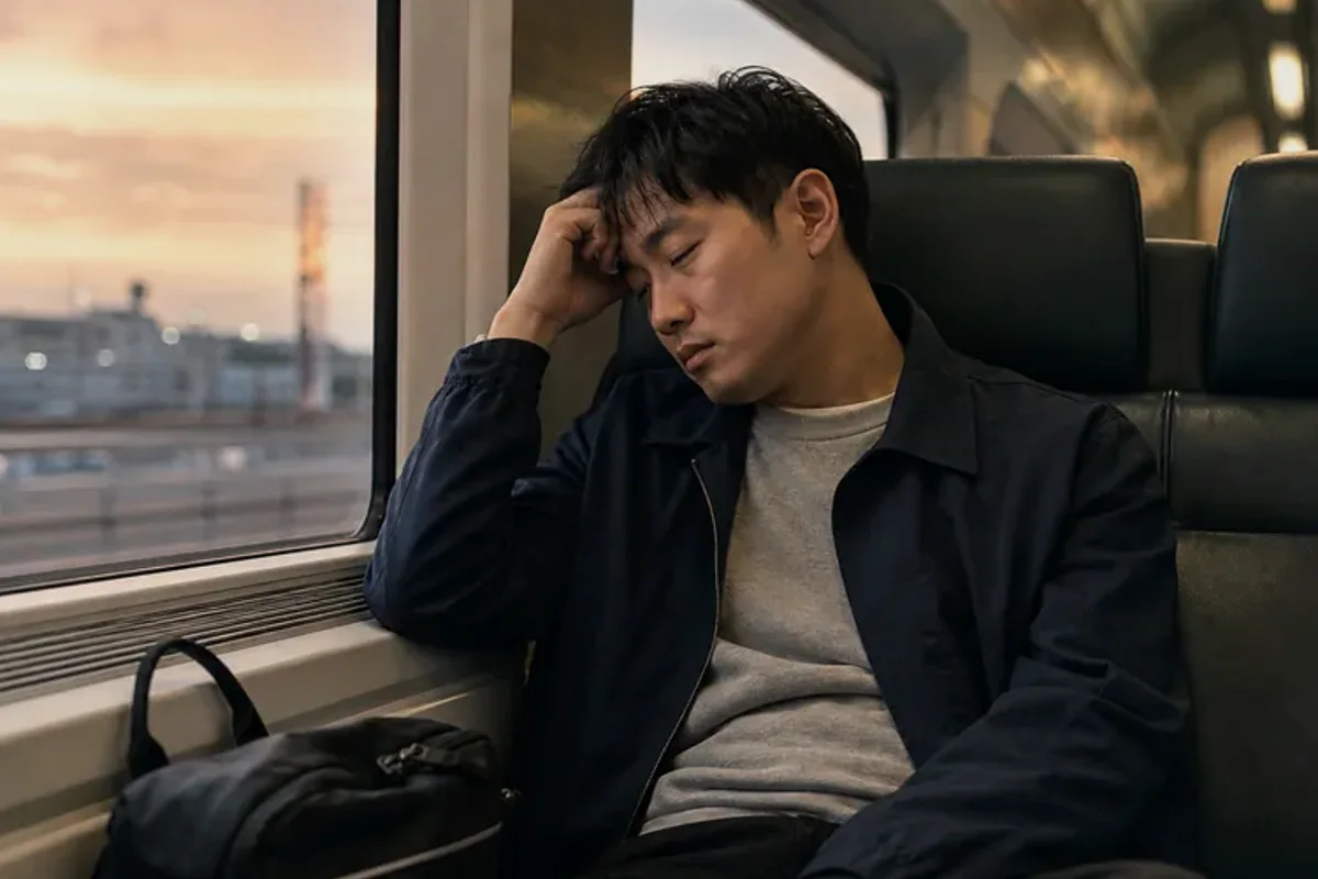 A person standing by a bright window, resting one hand lightly near the chest and noticing a slow breath.